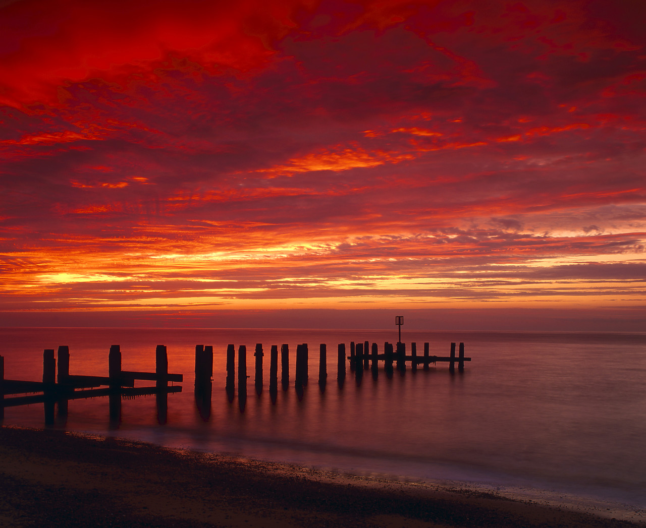 #010702-1 - Old Pier at Sunrise, Southwold, Suffolk, England
