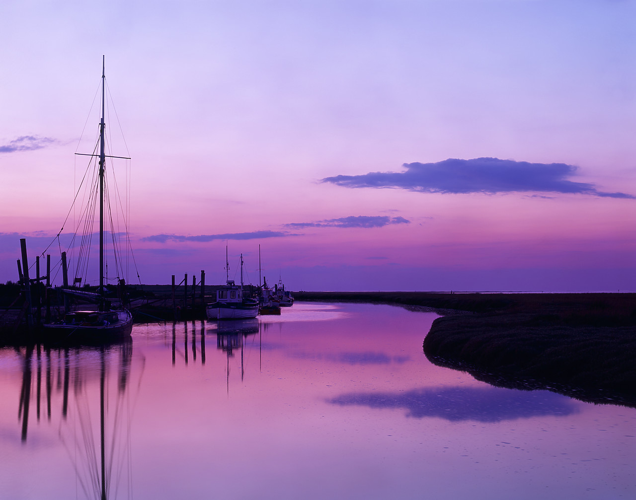 #040210-1 - Evening Sky Reflecting In Thornham Harbour, Thornham, Norfolk, England
