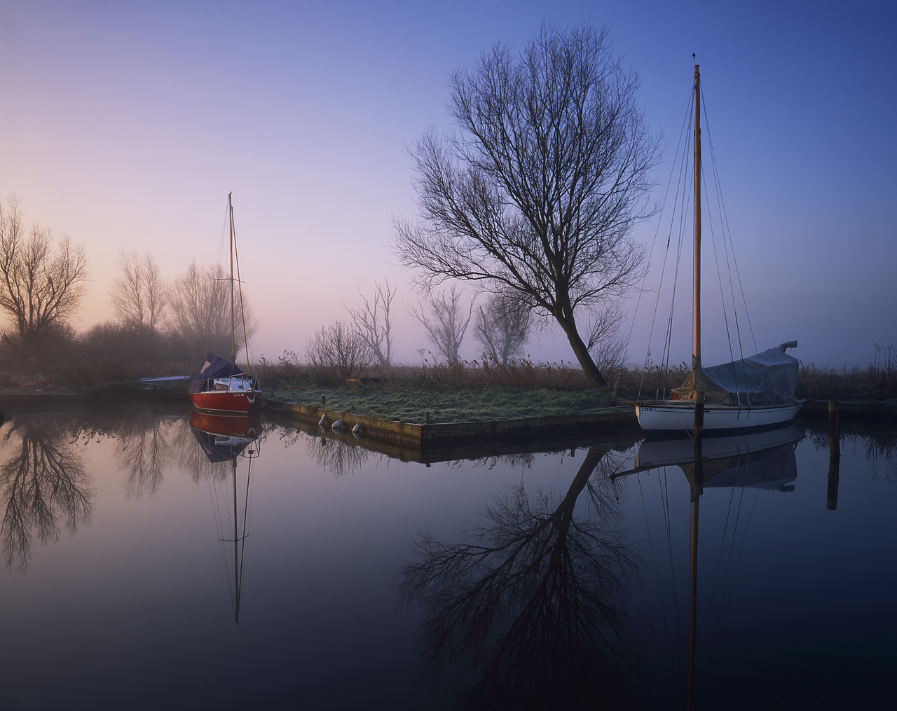 #040269-1 - Sailboats Reflecting in River Thurne, Norfolk Broads National Park, Norfolk,England