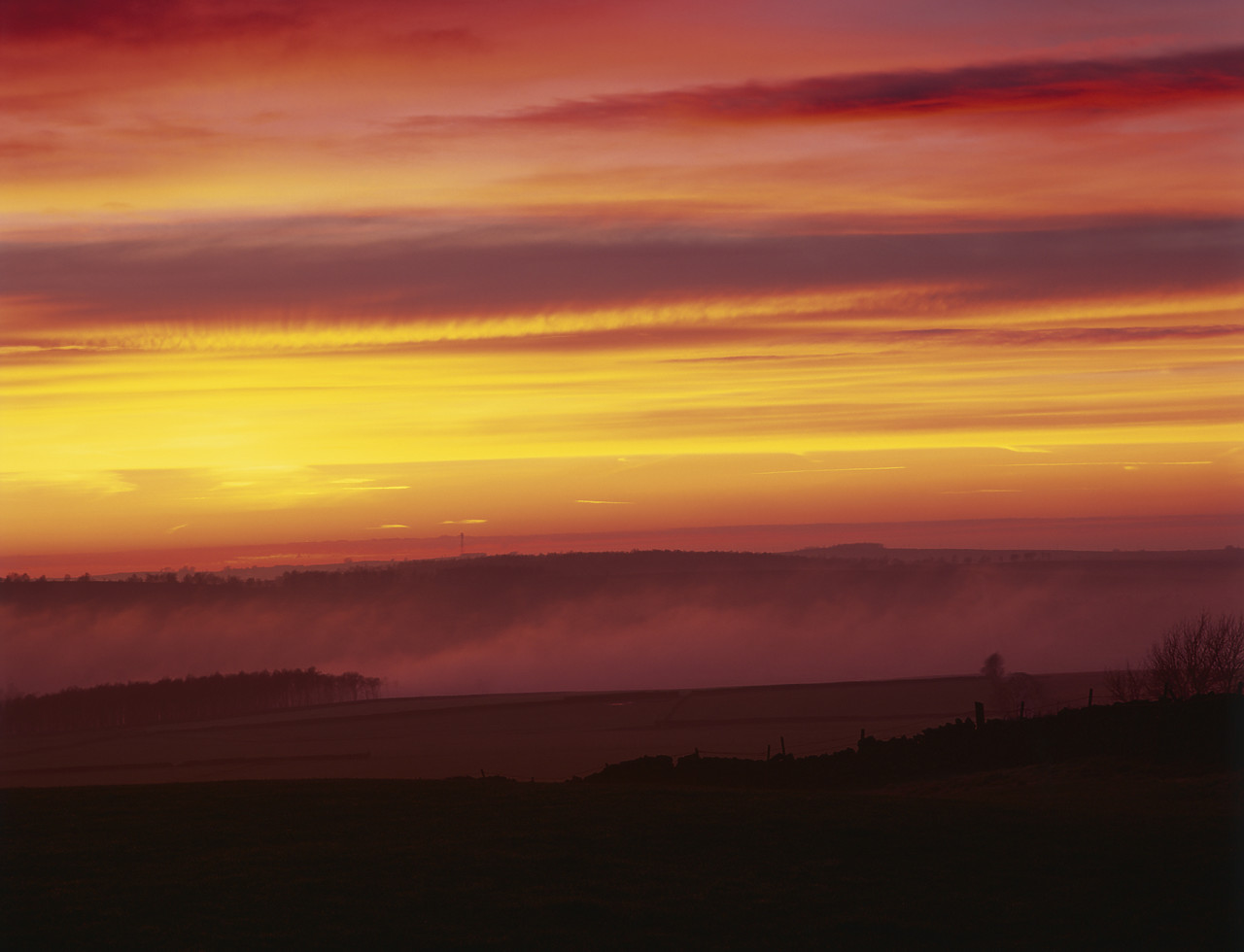#050217-1 - Mist over Big Moor at Sunrise, Derbyshire, England