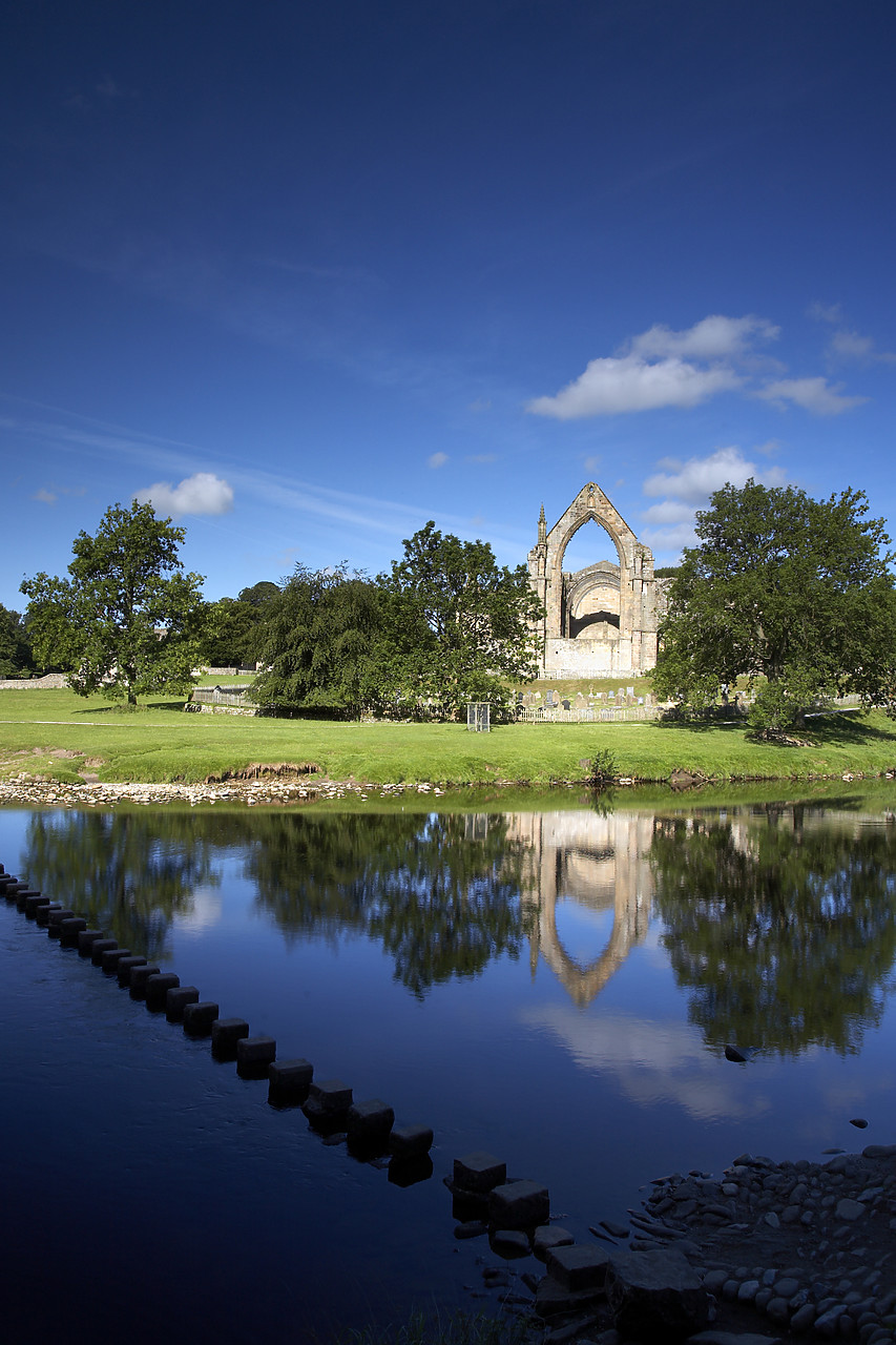 #060123-2 - Bolton Abbey Reflecting in River Wharf, Yorkshire Dales, England