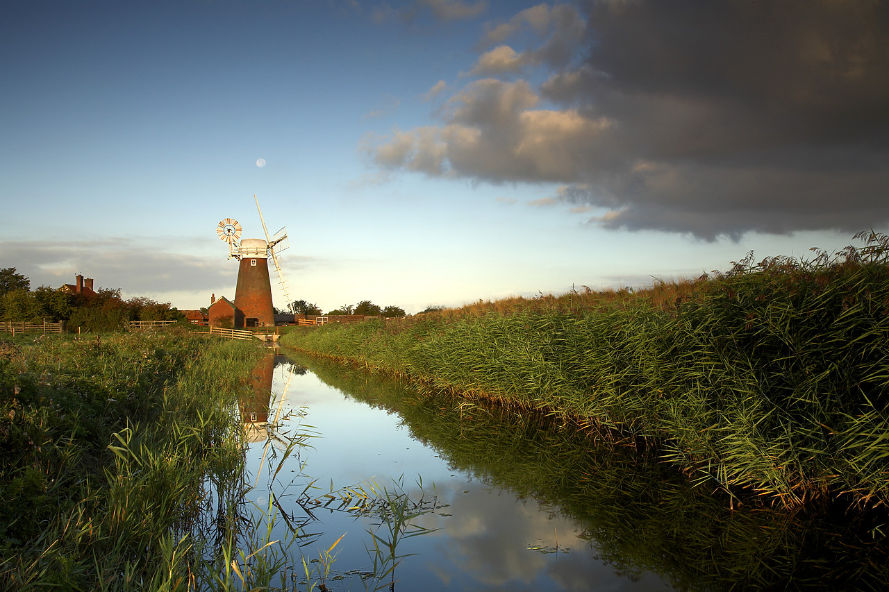 #060210-1 - Stracey Arms Mill Reflecting in Dyke, Norfolk Broads National Park, Norfolk, East Anglia, England