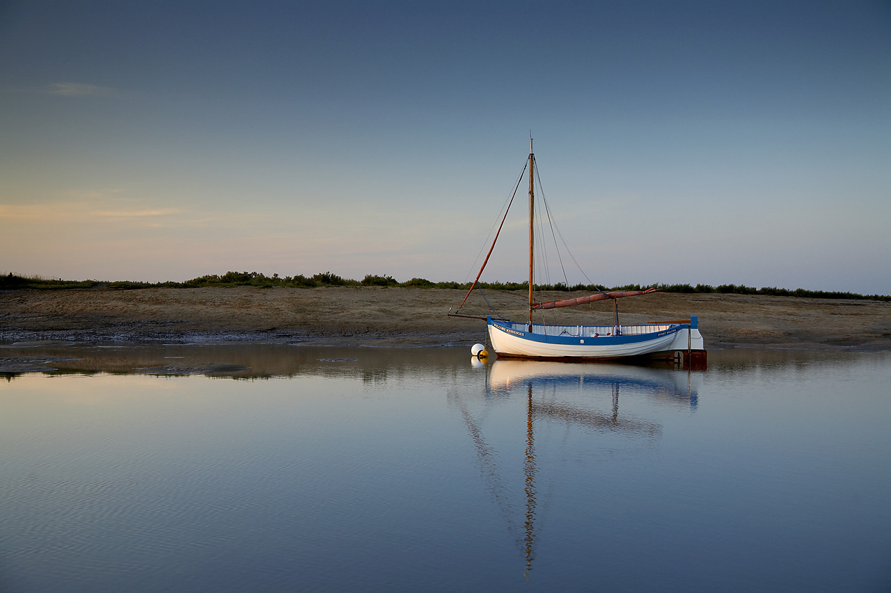 #060215-1 - Sailboat Reflecting in Burnham Overy Staithe, Norfolk, East Anglia, England