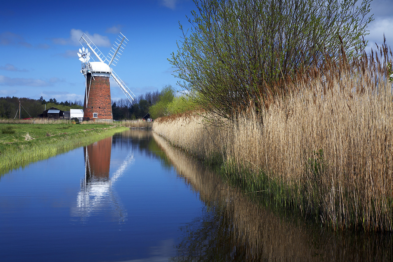 #060225-1 - Horsey Mill Reflecting in Dyke, Norfolk Broads National Park, Norfolk, England