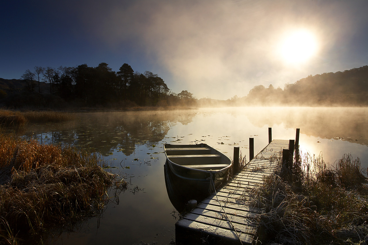#060543-1 - Boat & Jetty at Sunrise, Elterwater, Lake District National Park, Cumbria, England