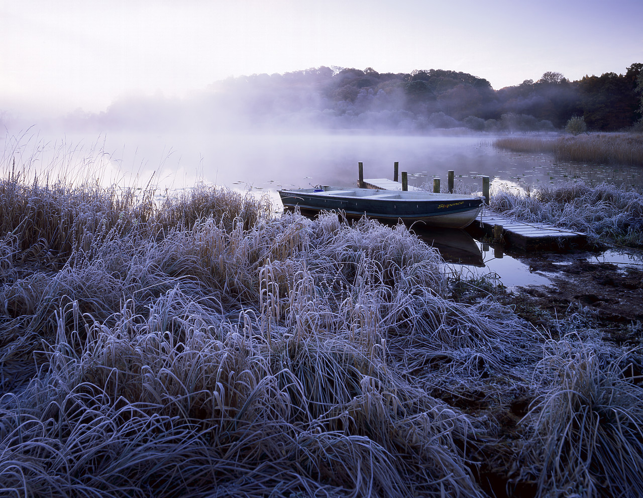 #060543-2 - Boat & Jetty in Frost, Lake District National Park, Cumbria, England