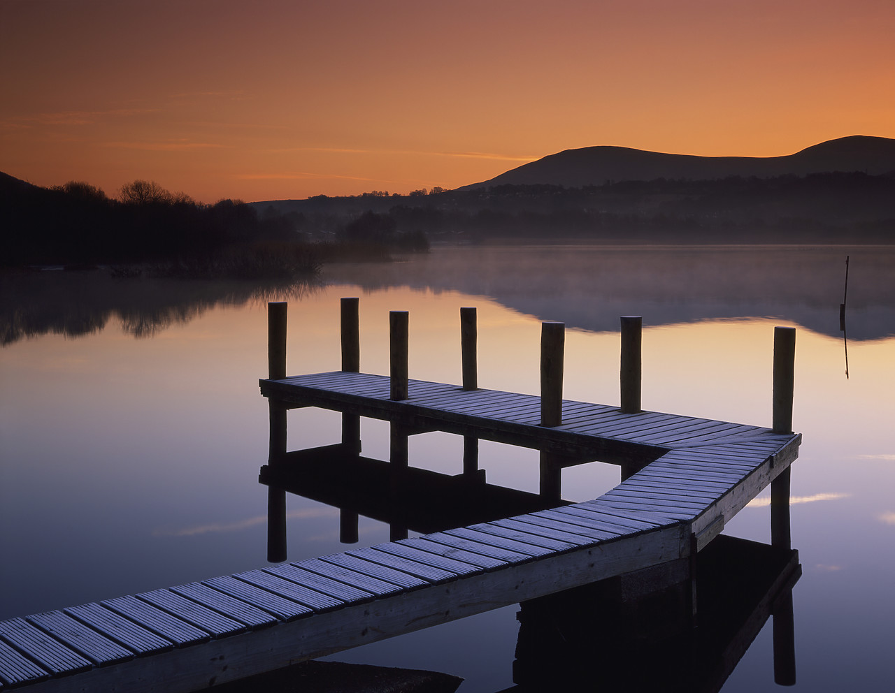 #080008-1 - Frosted Jetty on Derwent Water at Sunrise, Lake District National Park, Cumbria, England