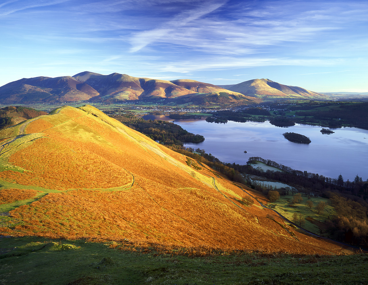#080010-1 - View over Derwent Water from Cat Bells, Lake District National Park, Cumbria, England
