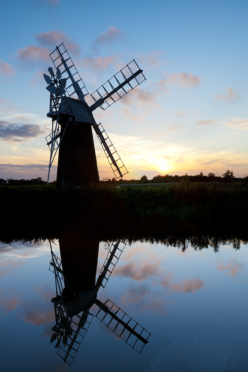 #100328-1 - Turf Fen Mill Reflecting in the River Ant, How Hill, Norfolk Broads National Park, England
