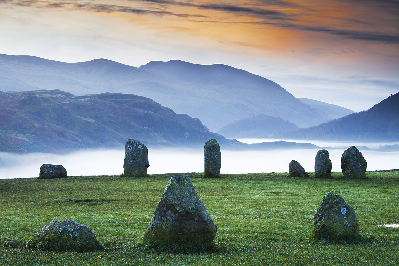 #110334-1 - Morning Mist behind Castlerigg Stone Circle, Lake District National Park, Cumbria, England