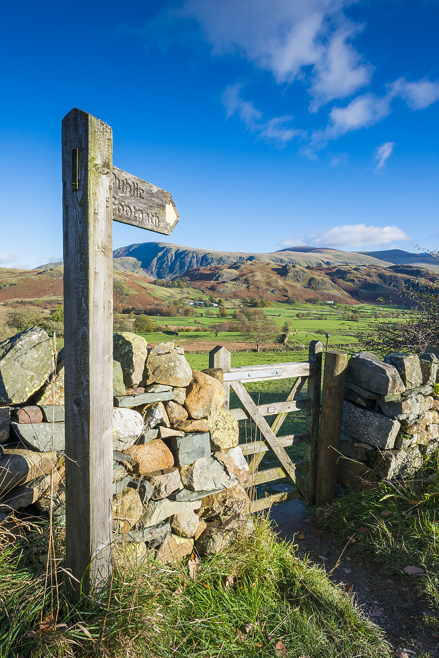 #130384-1 - Public Footpath Sign & Gate, Lake District National Park, Cumbria, England