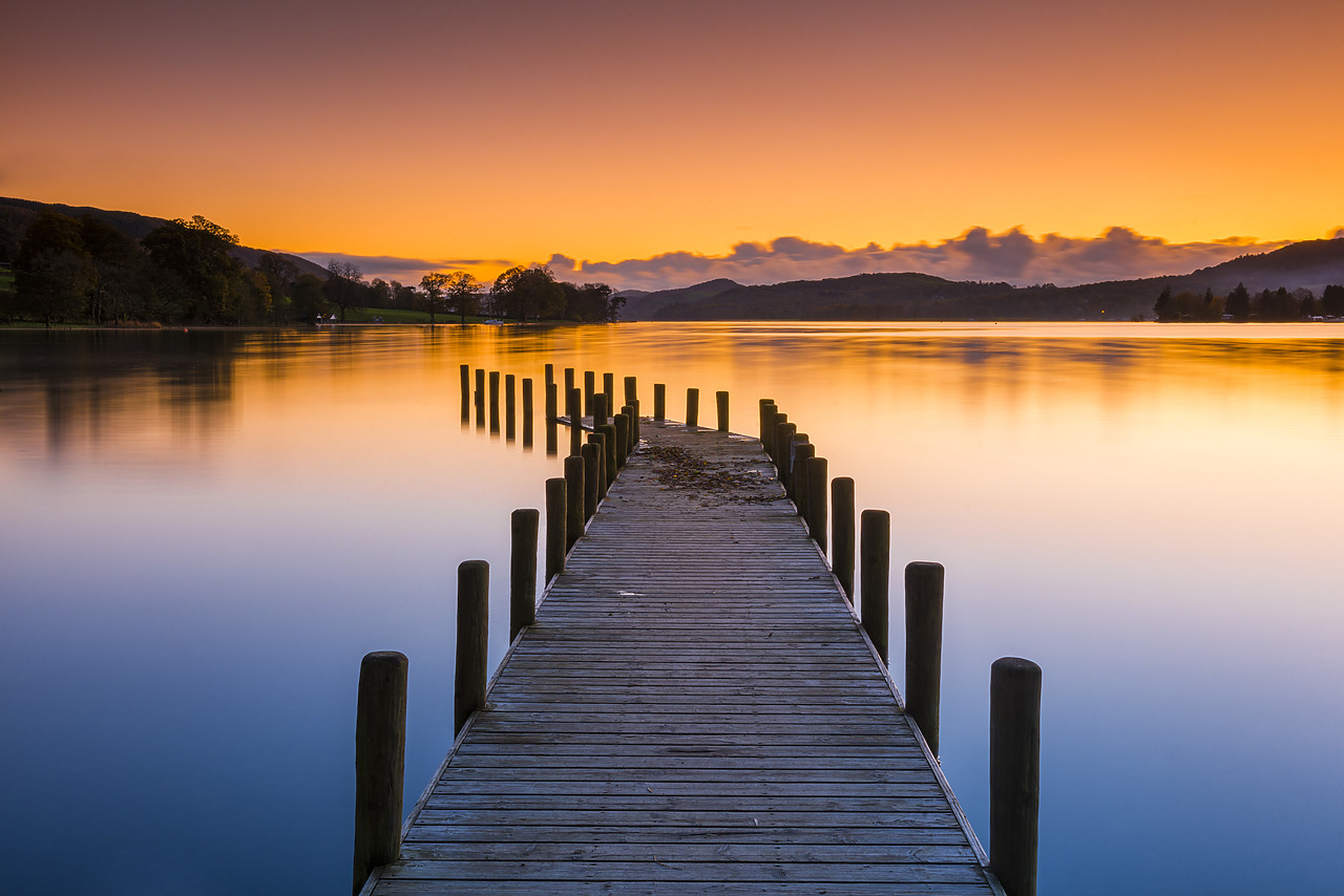 #130390-1 - Monk Jetty at Sunset, Coniston Water, Lake District National Park, Cumbria, England