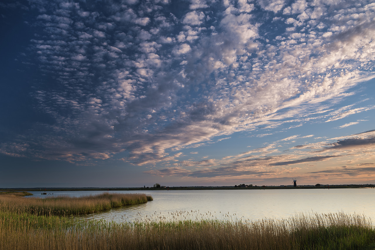 #400112-1 - Cloudscape over Breydon Water with Berney Arms Mill in distance, near Great Yarmouth, Norfolk, England