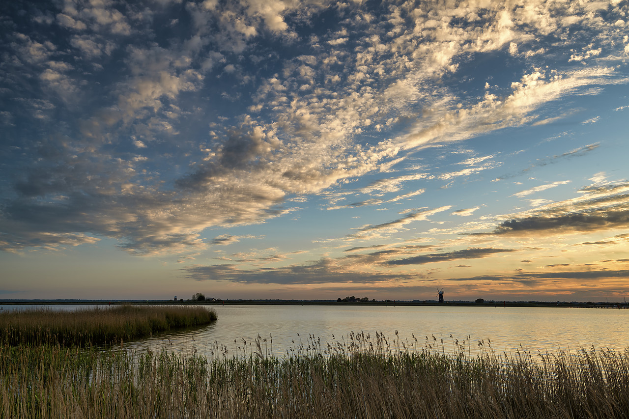 #400113-1 - Cloudscape over Breydon Water with Berney Arms Mill in distance, near Great Yarmouth, Norfolk, England