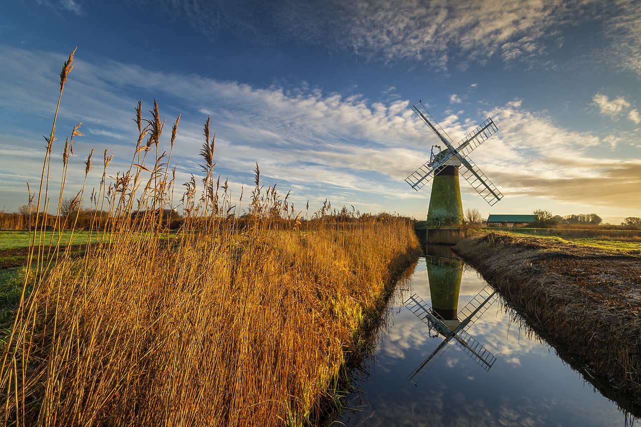 #410013-1 - St. Benet's Mill Reflecting in Dyke, Norfolk Broads National Park, Norfolk, England