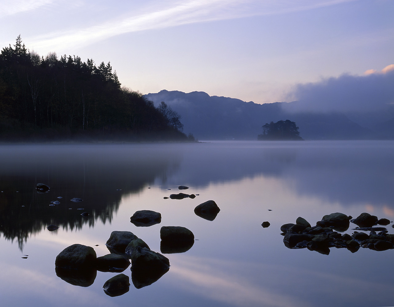 #892568 - Mist over Derwent Water, Lake District National Park, Cumbria, England