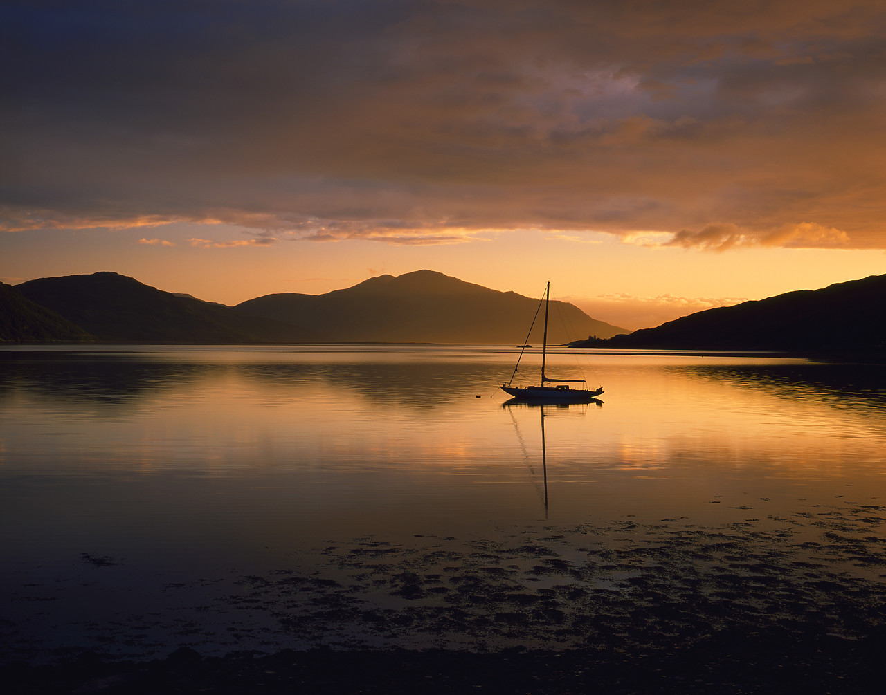 #913573-3 - Lone Sailboat on Loch Alsh, Dornie, Highland Region, Scotland