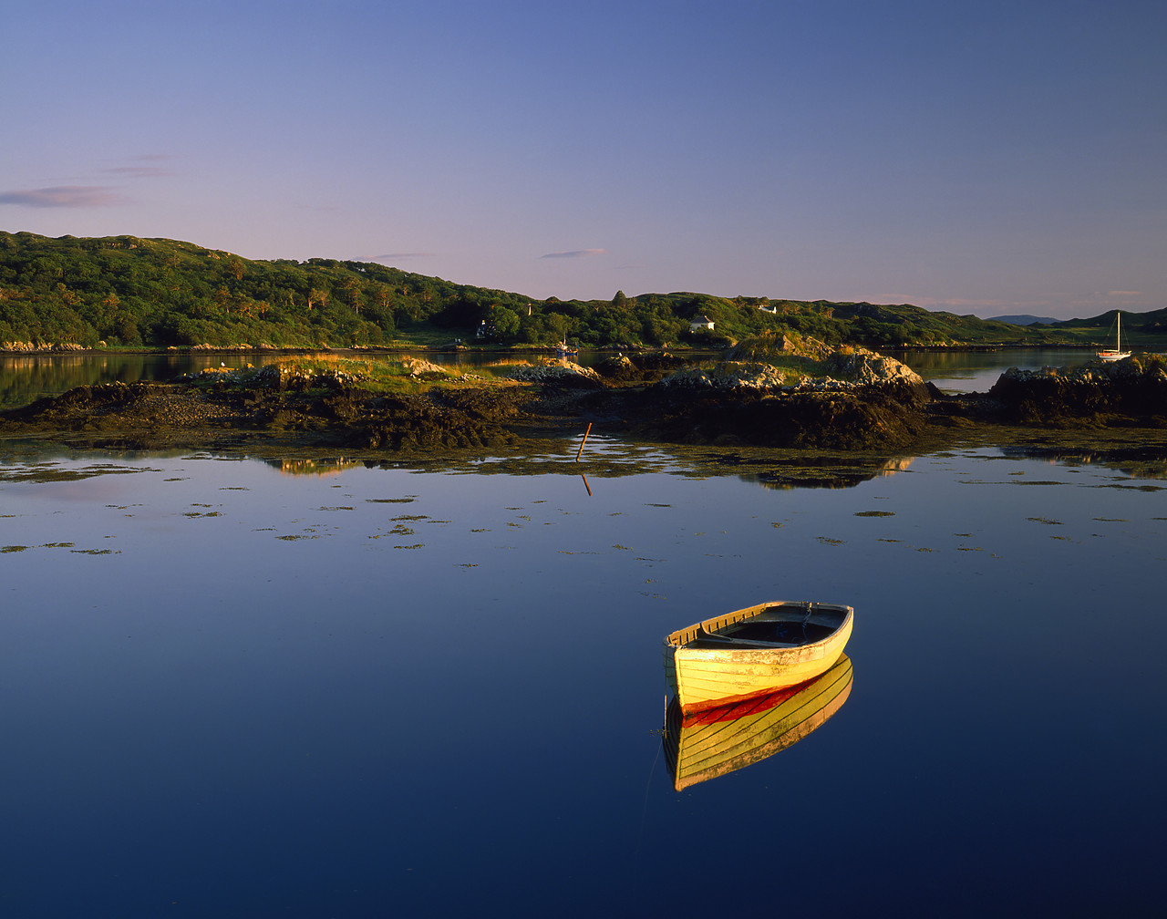 #913626-1 - Boat Reflecting In Loch Nan Ceall, Arisaig, Highland Region, Scotland