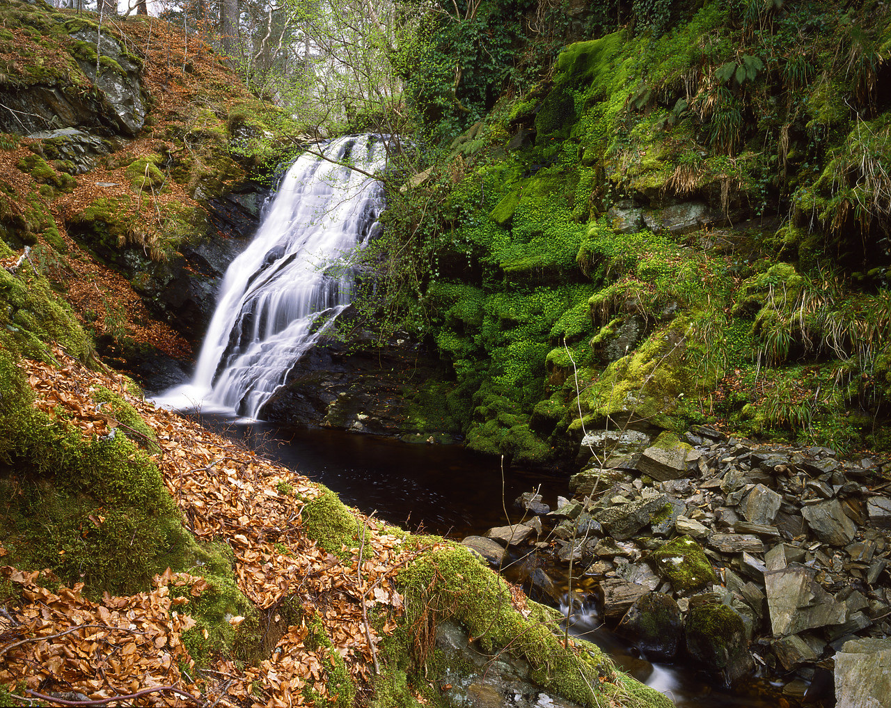 #923968-4 - Waterfall at Garth Castle, Tayside Region, Scotland