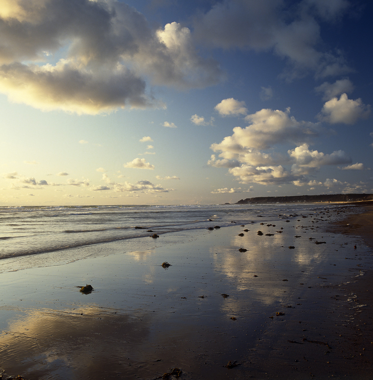 #945031 - Clouds Reflecting on Beach, St. Ouen's Bay, Jersey, Channel Islands