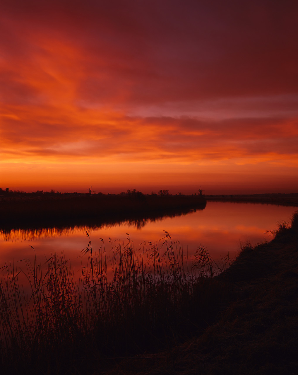 #970018-2 - Sunrise Reflecting in River Thurne, Norfolk, England