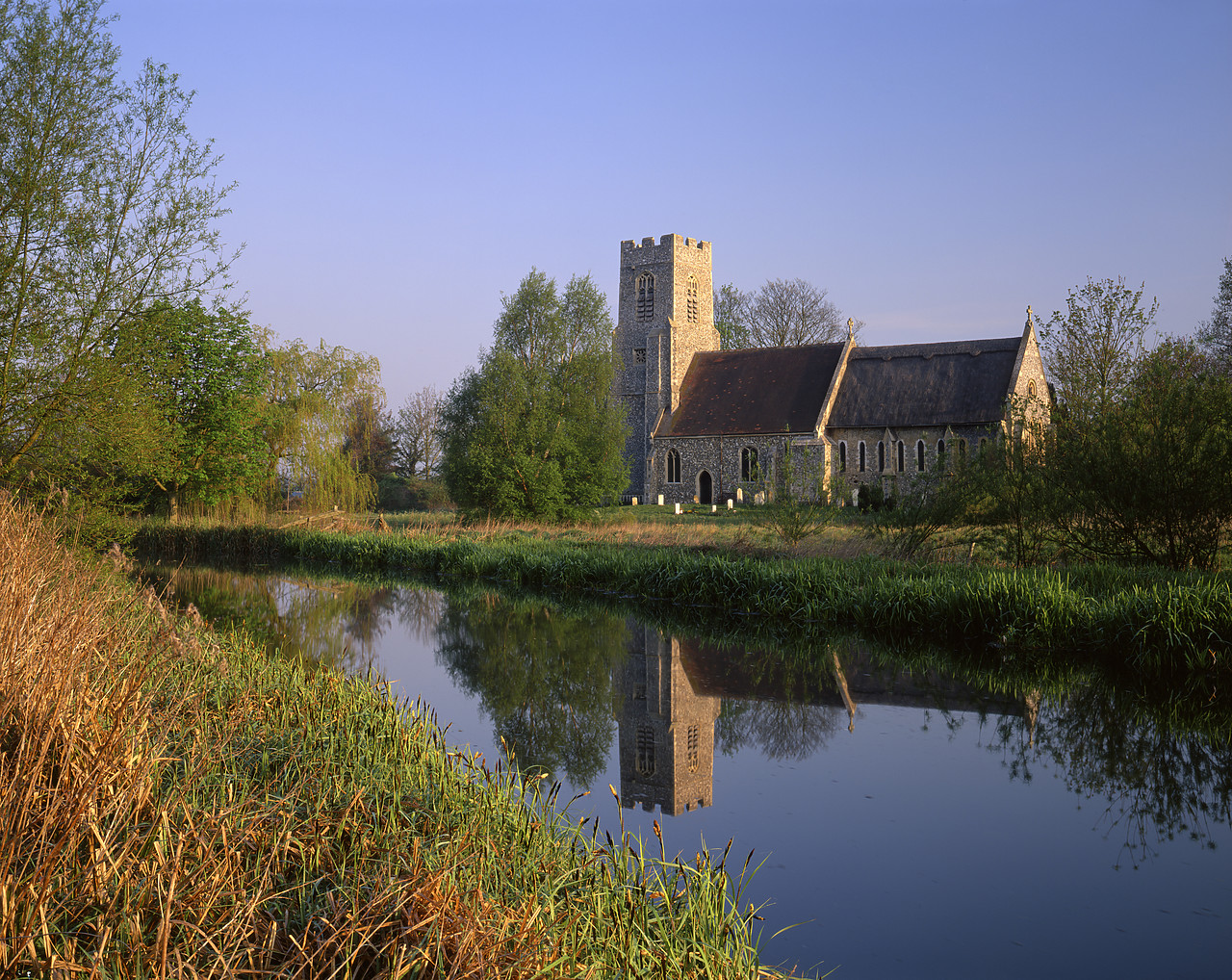 #970166-2 - Church Reflecting in River Bure, Burgh-Next-Aylsham, Norfolk, England