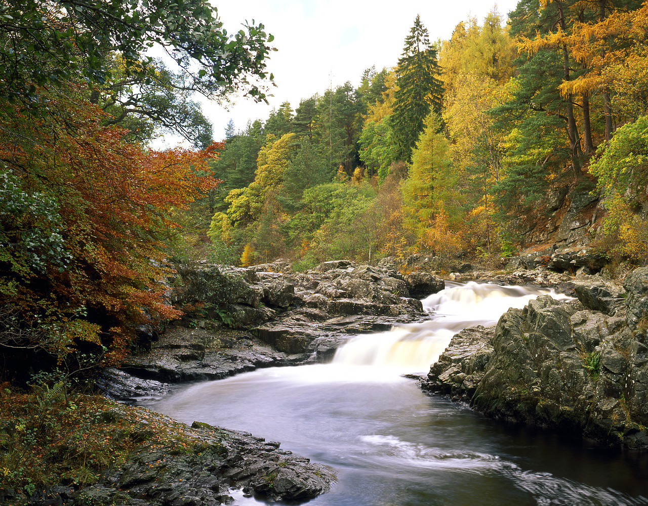 #970483-1 - Waterfall In Autumn, Linn of Tummel, Tayside Region, Scotland