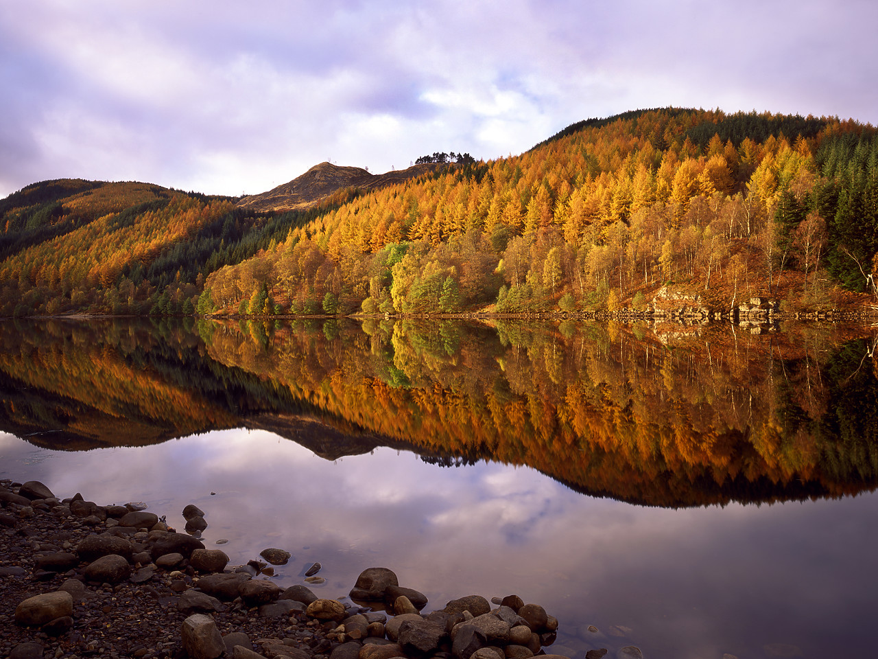 #970500-2 - Loch Faskally Reflections in Autumn, near Pitlochry, Tayside Region, Scotland