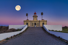Full Moon over Ponta de Piedade Lighthouse, Lagos, Algarve, Portugal
