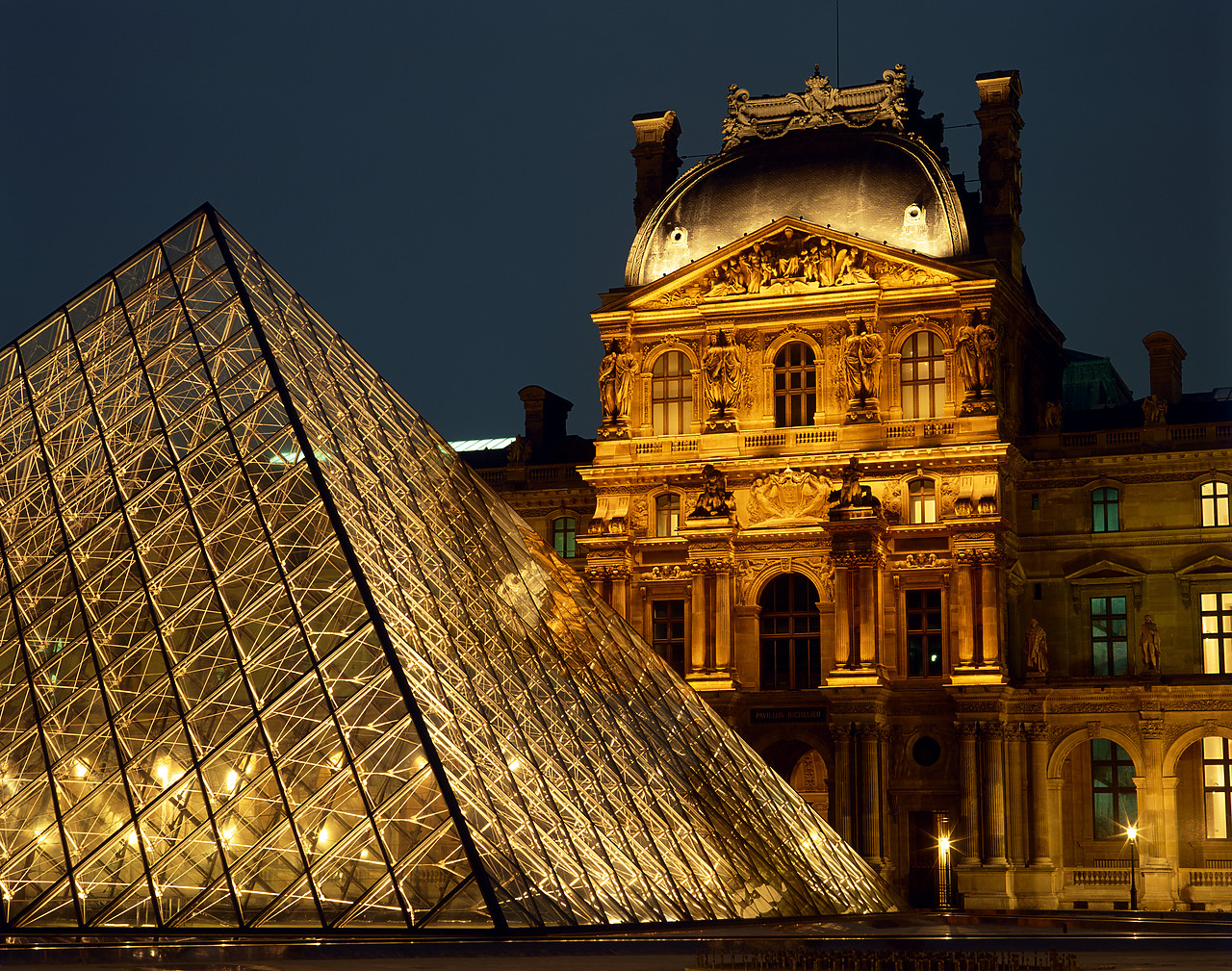 #010163-4 - The Louvre & Pyramid at Night, Paris, France