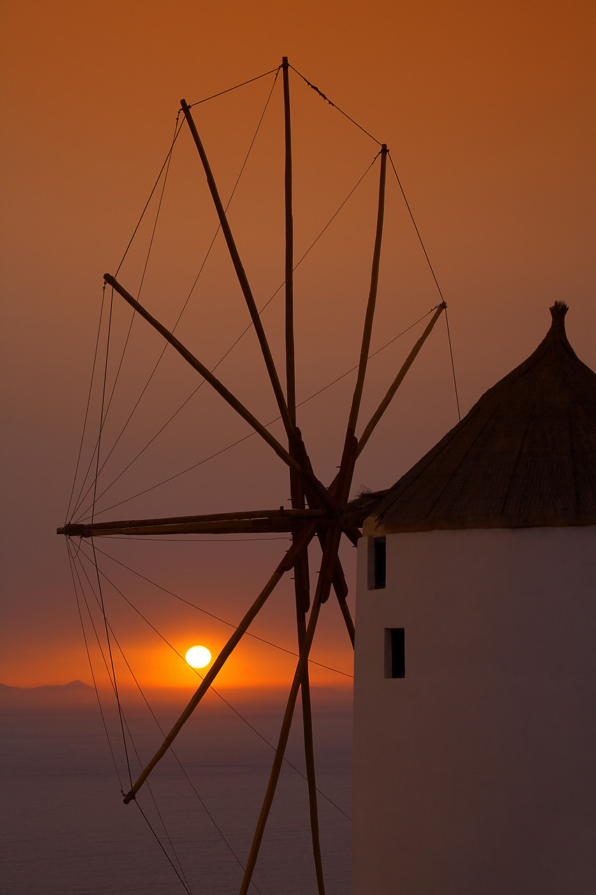 #060289-6 - Traditional Windmill at Sunset, Oia, Santorini, Greece