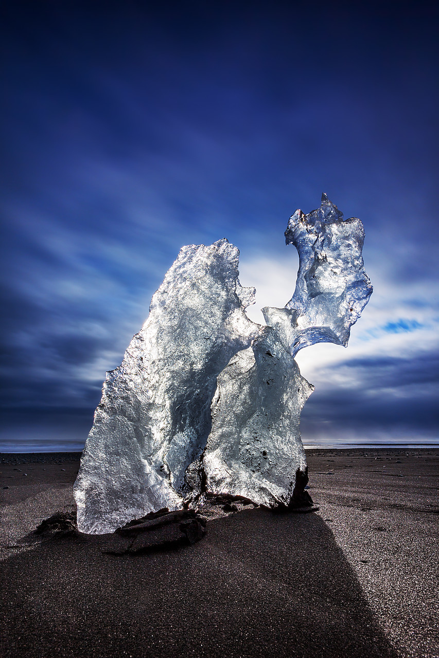 #120020-1 - Ice Sculpture on Volcanic Beach, Jokulsarlon, Iceland