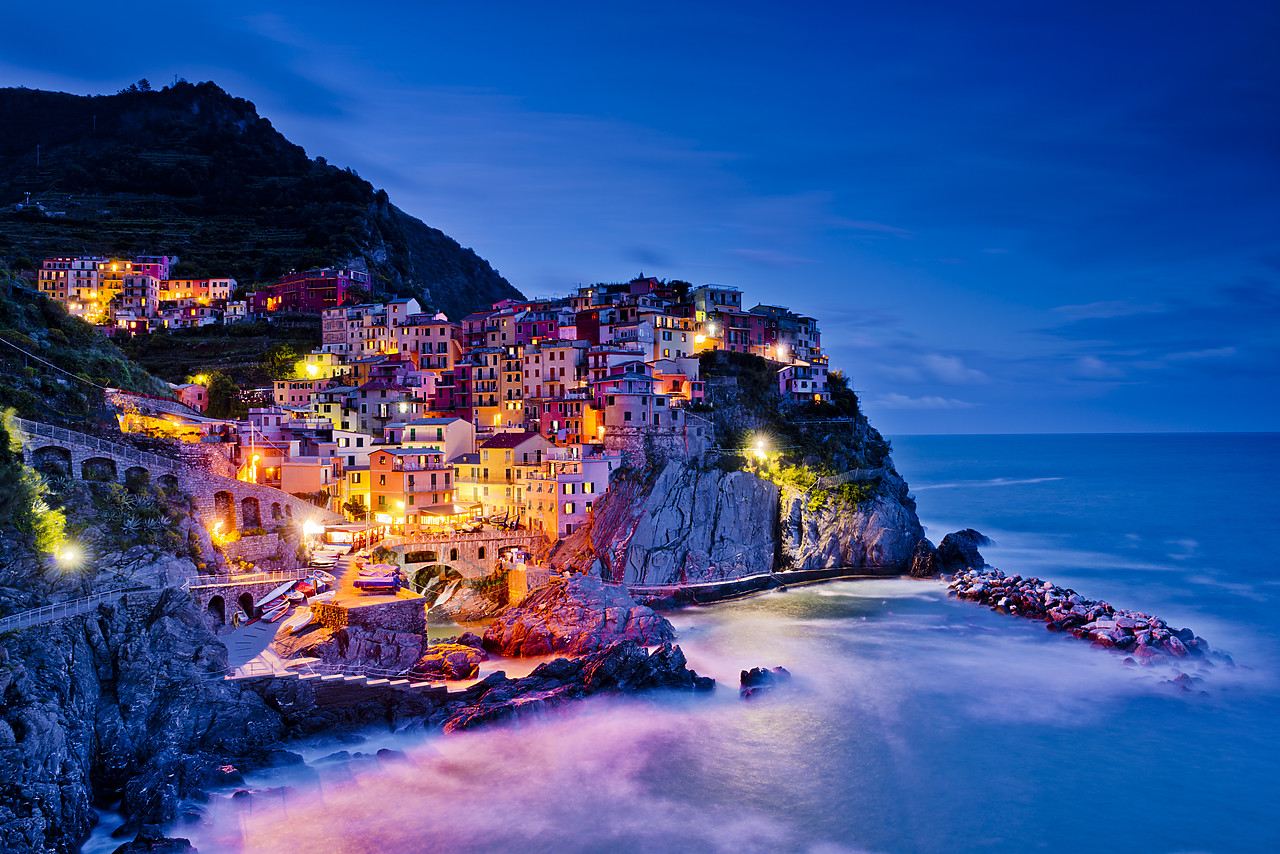 #130178-1 - Manarola at Night, Cinque Terre, Liguria, Italy