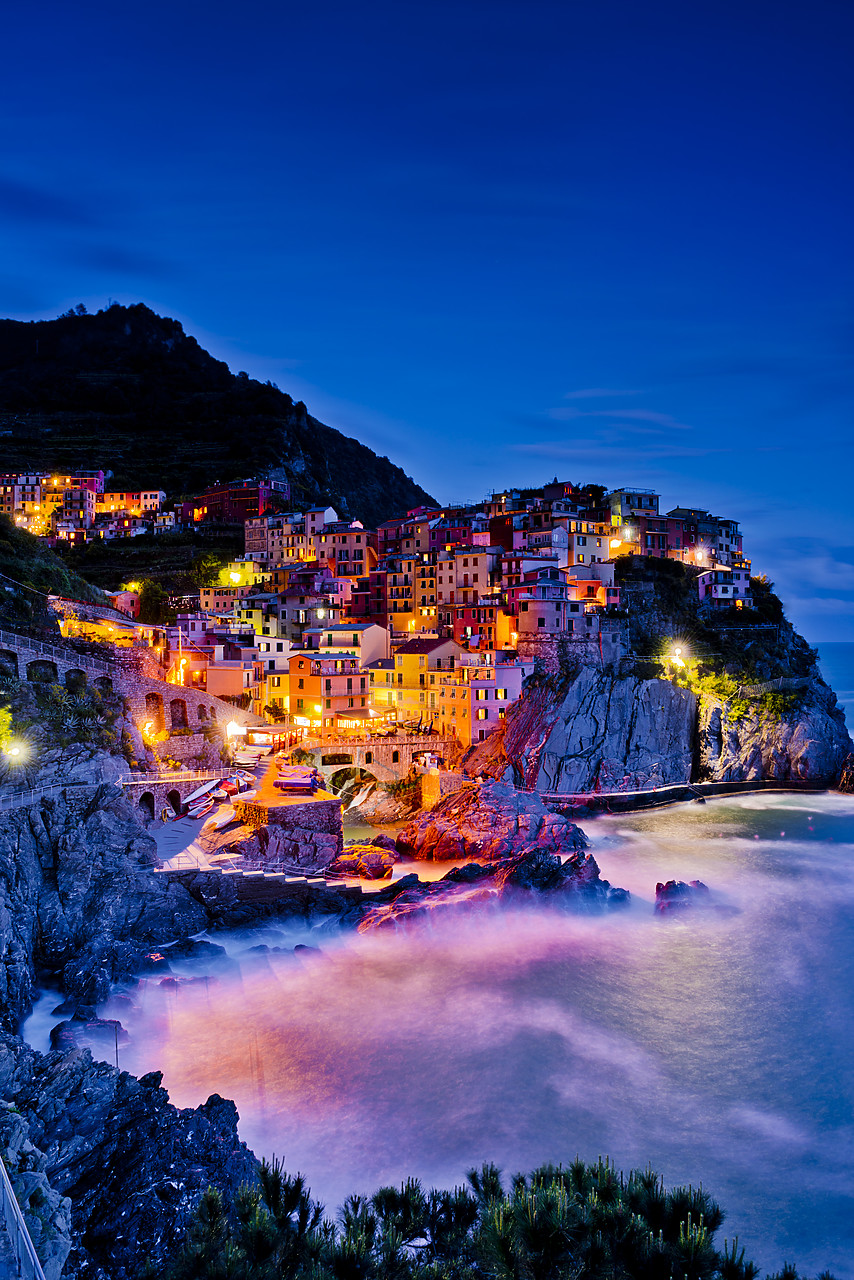 #130178-2 - Manarola at Night, Cinque Terre, Liguria, Italy