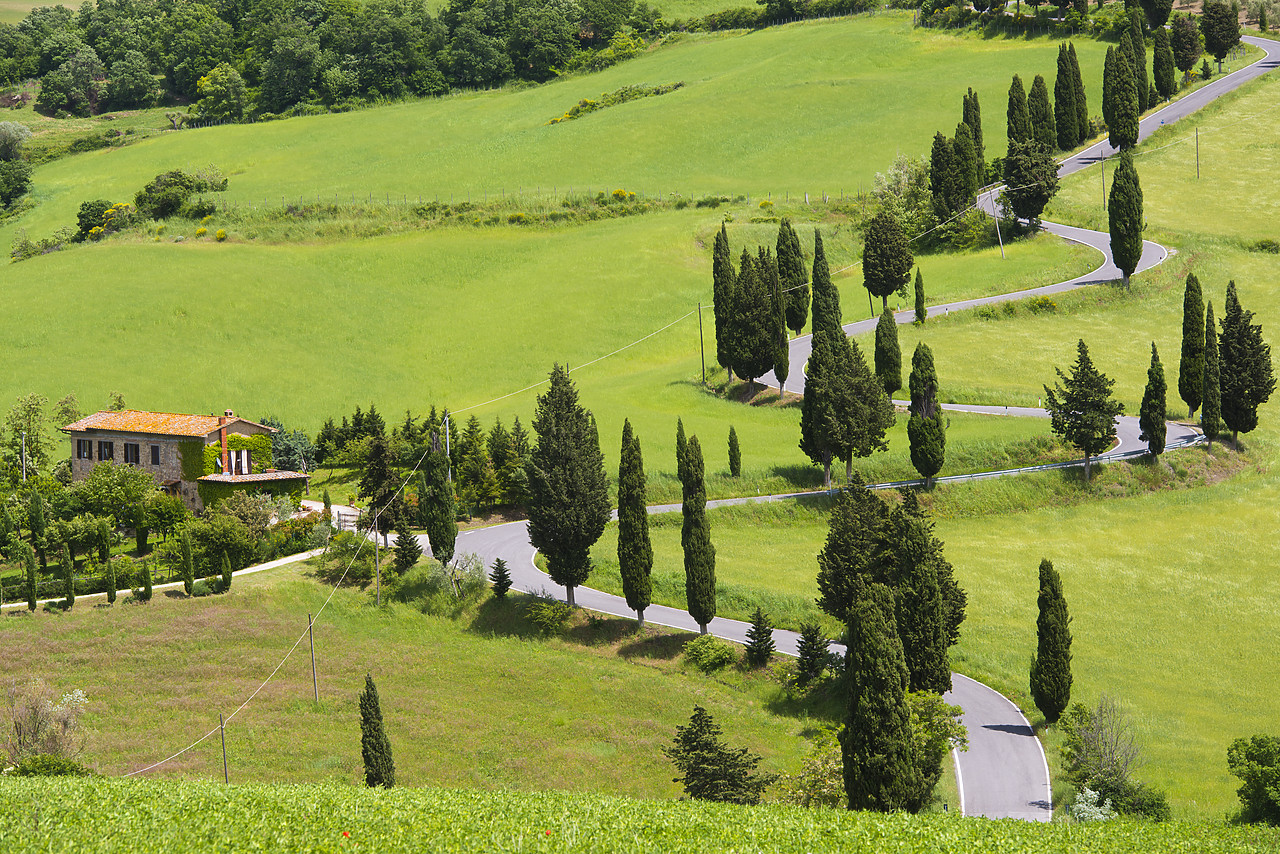 #130205-1 - Villa & Winding Road, Monticchiello, Tuscany, Italy
