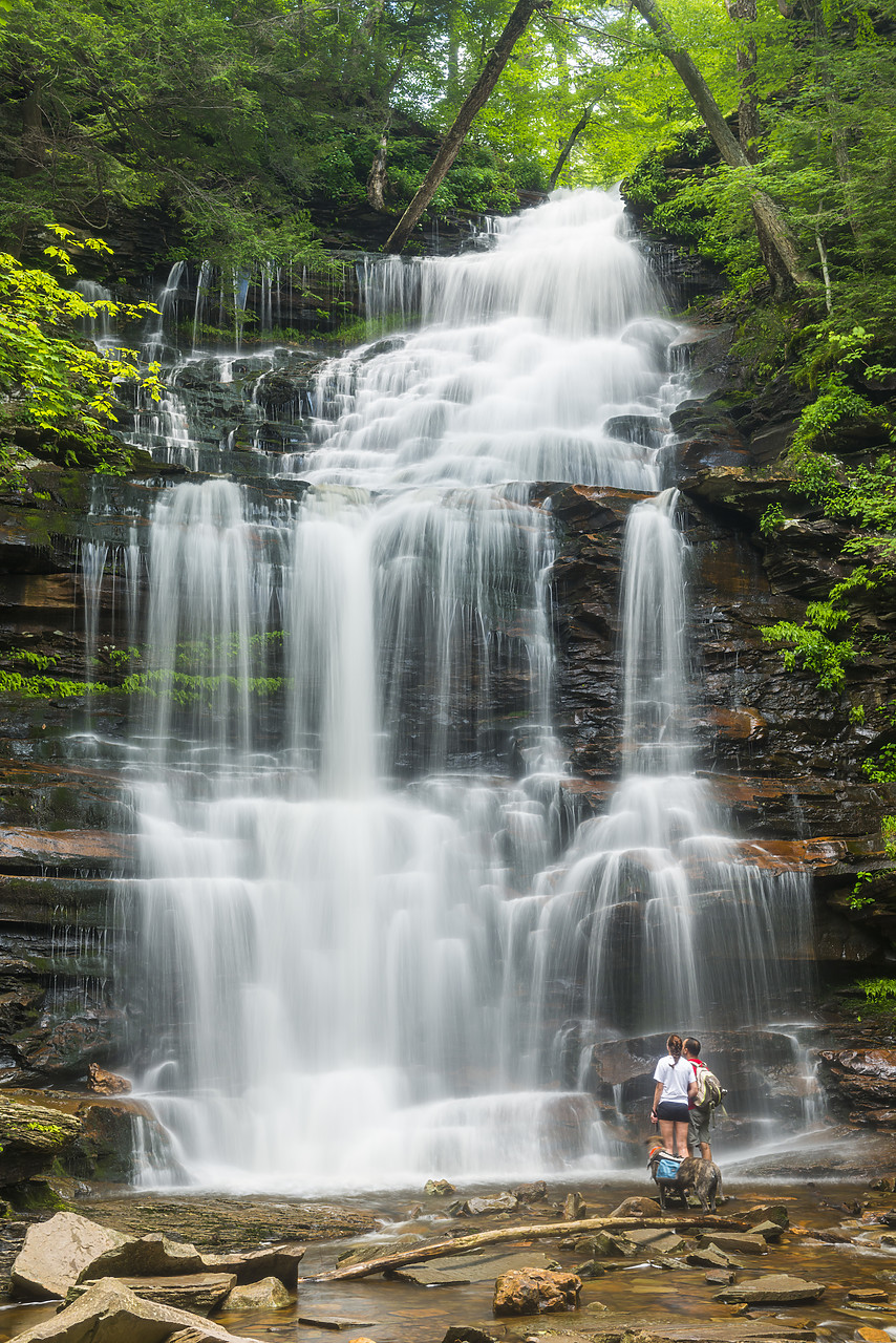 #130236-2 - Couple Looking at Ganoga Falls, Ricketts Glen State Park, Sullivan County, Pennsylvania, USA