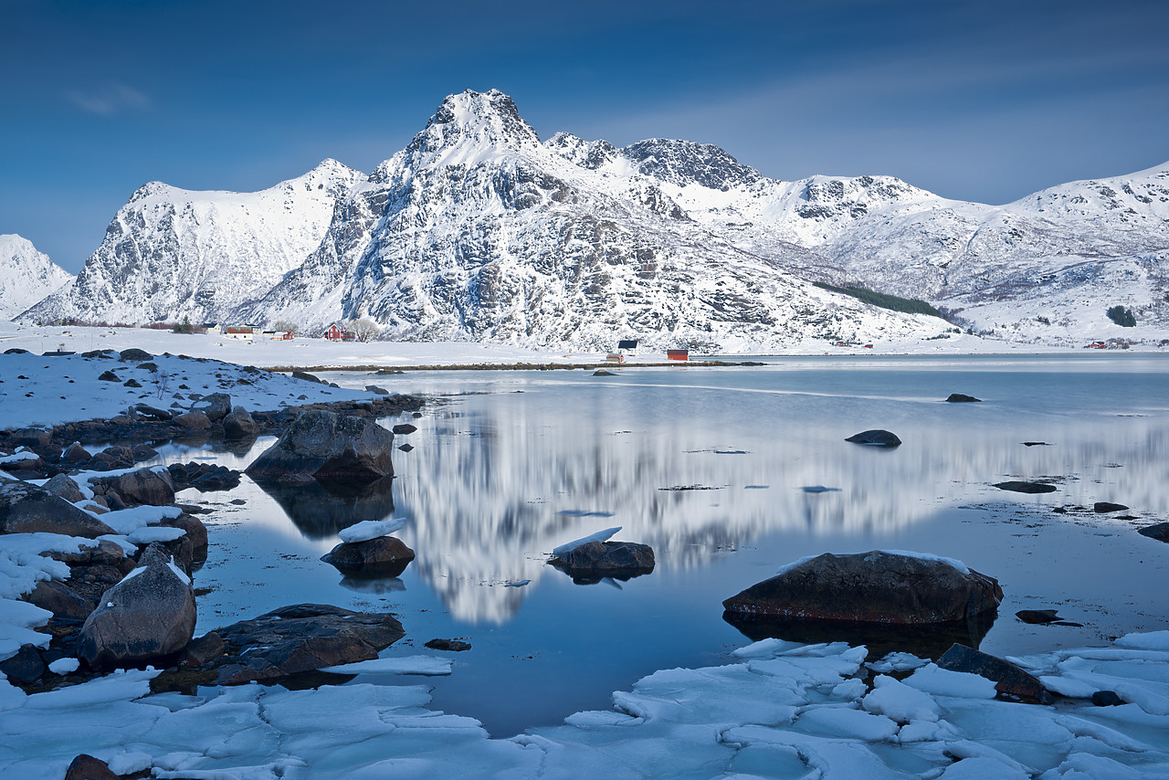#140086-1 - Flakstadpollen Reflections in Winter, Lofoten Islands, Norway