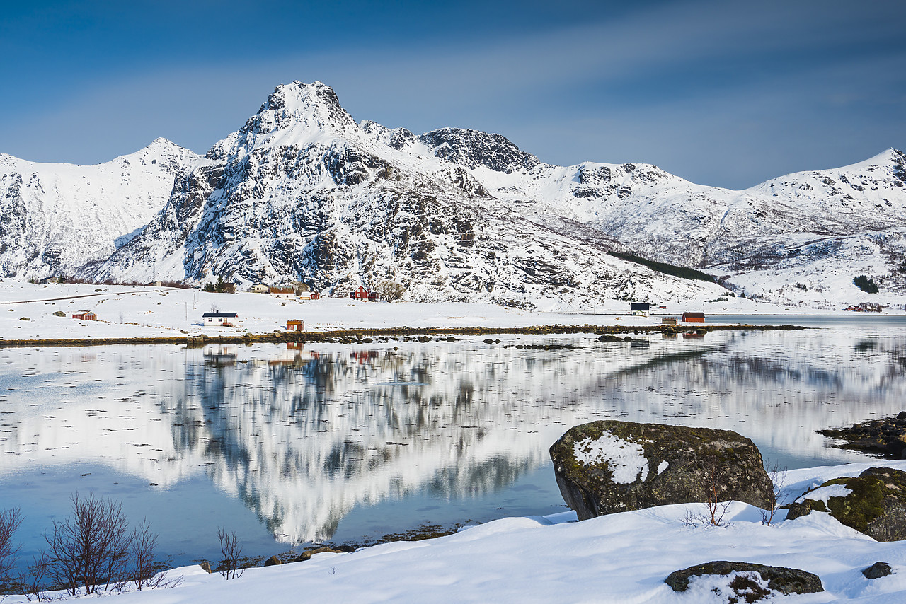 #140087-1 - Flakstadpollen Reflections in Winter, Lofoten Islands, Norway