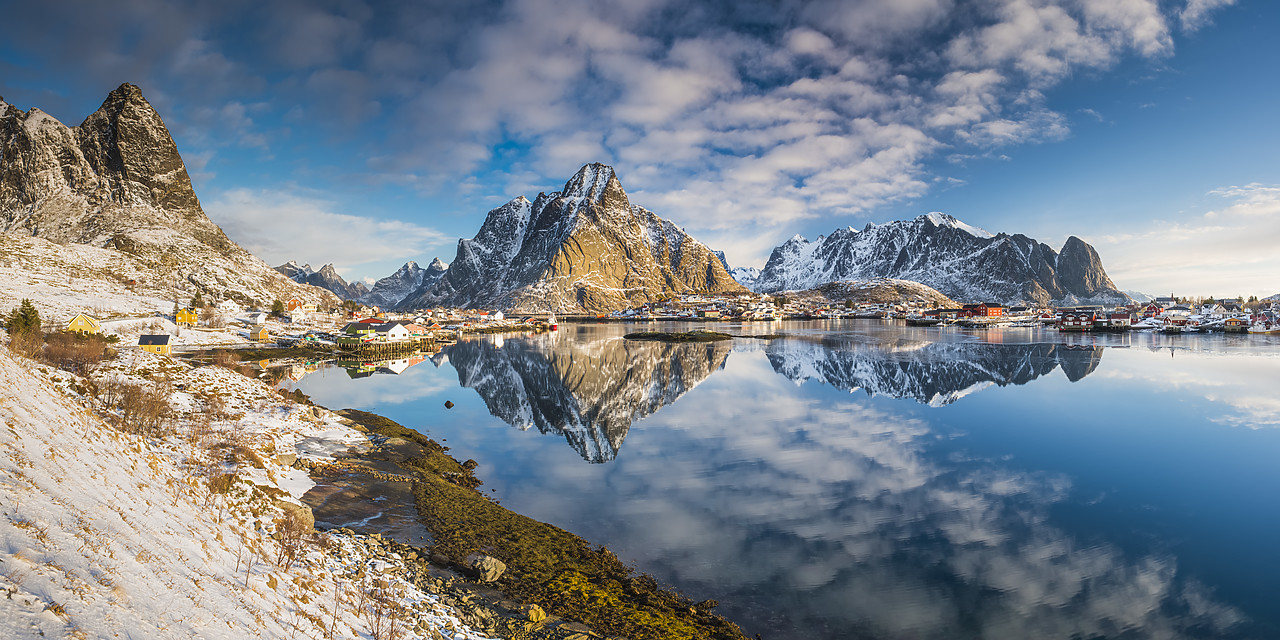 #140117-1 - Olstinden Reflecting in Bay, Reine, Lofoten Islands, Norway