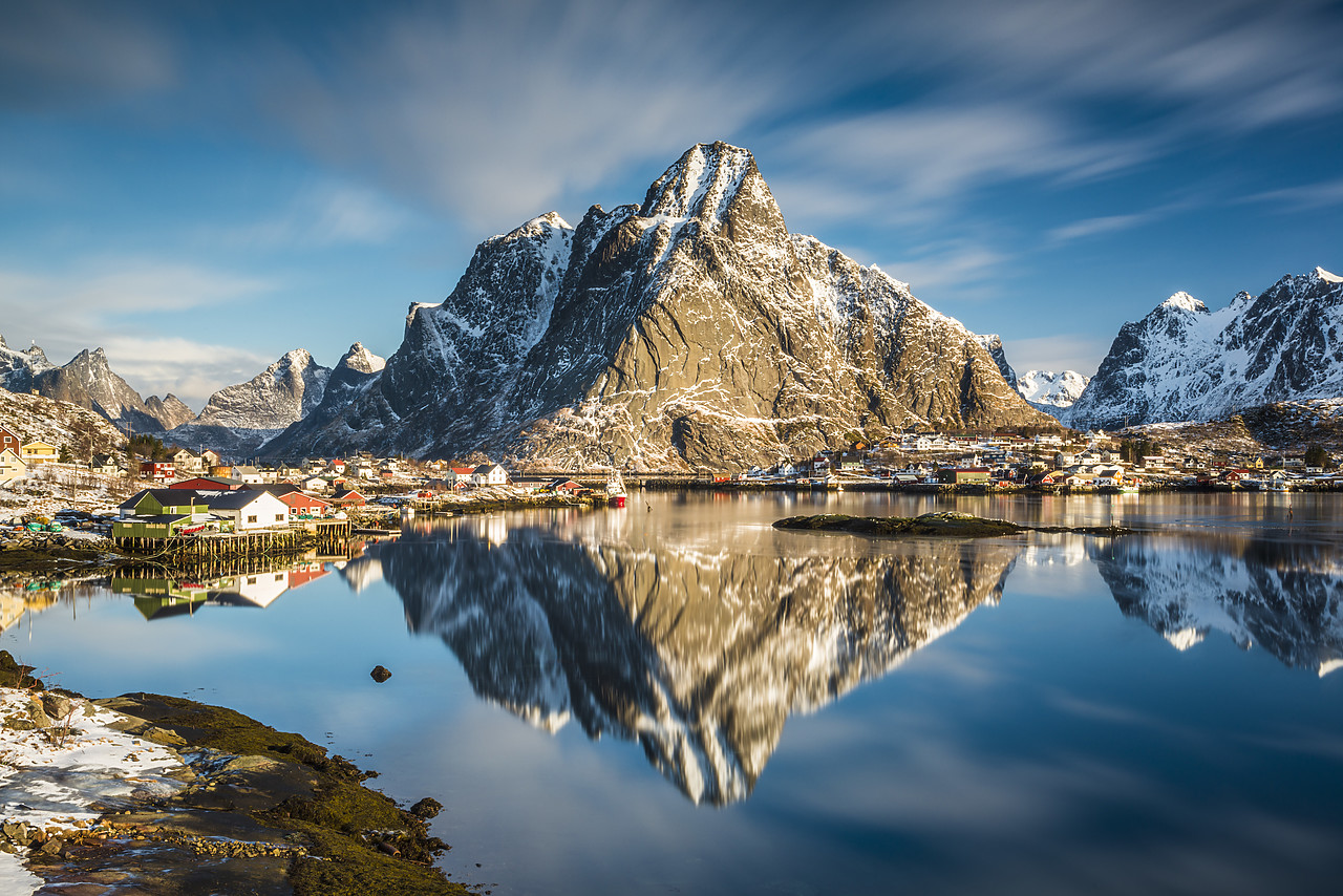 #140118-1 - Olstinden Reflecting in Bay, Reine, Lofoten Islands, Norway