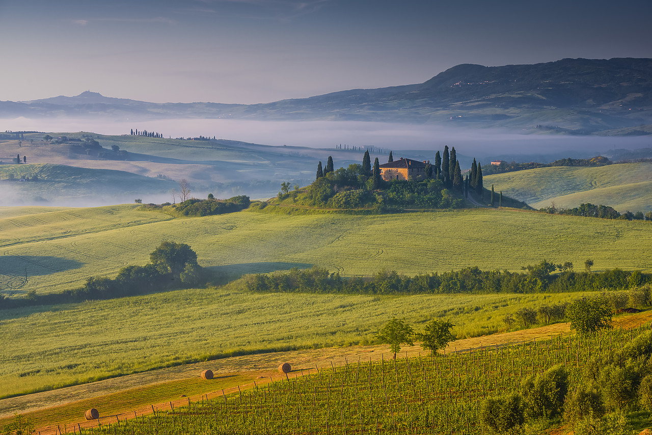 #140173-1 - Misty Landscape Behind Belvedere, Val d'Orcia, Tuscany, Italy