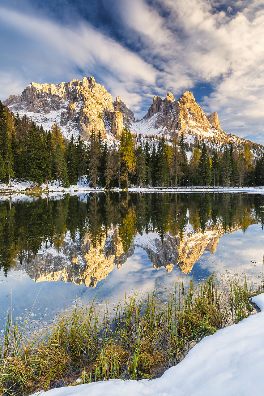 #140380-2 - The Cadini's Reflecting in Lake Antorno, Dolomites, South Tyrol, Italy