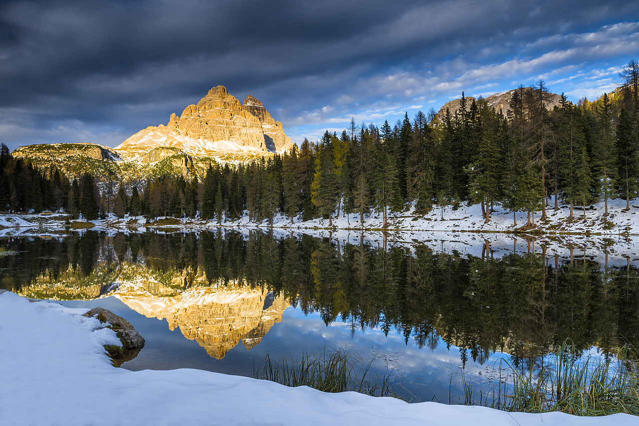 #140381-1 - Tre Cime Di Lavaredo Reflecting in Lake Antorno, Dolomites, South Tyrol, Italy