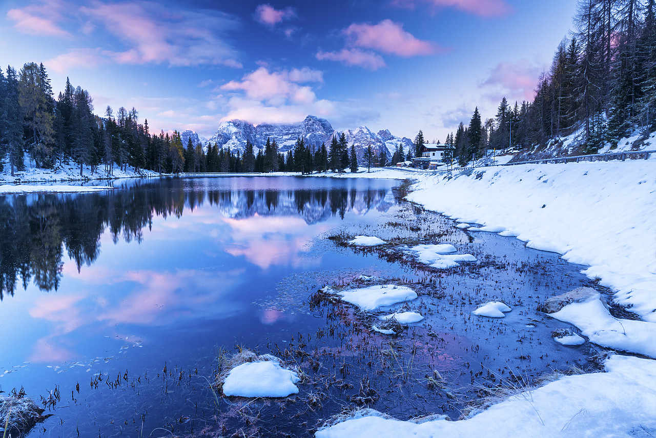 #140383-1 - Lake Antorno in Winter, Dolomites, South Tyrol, Italy