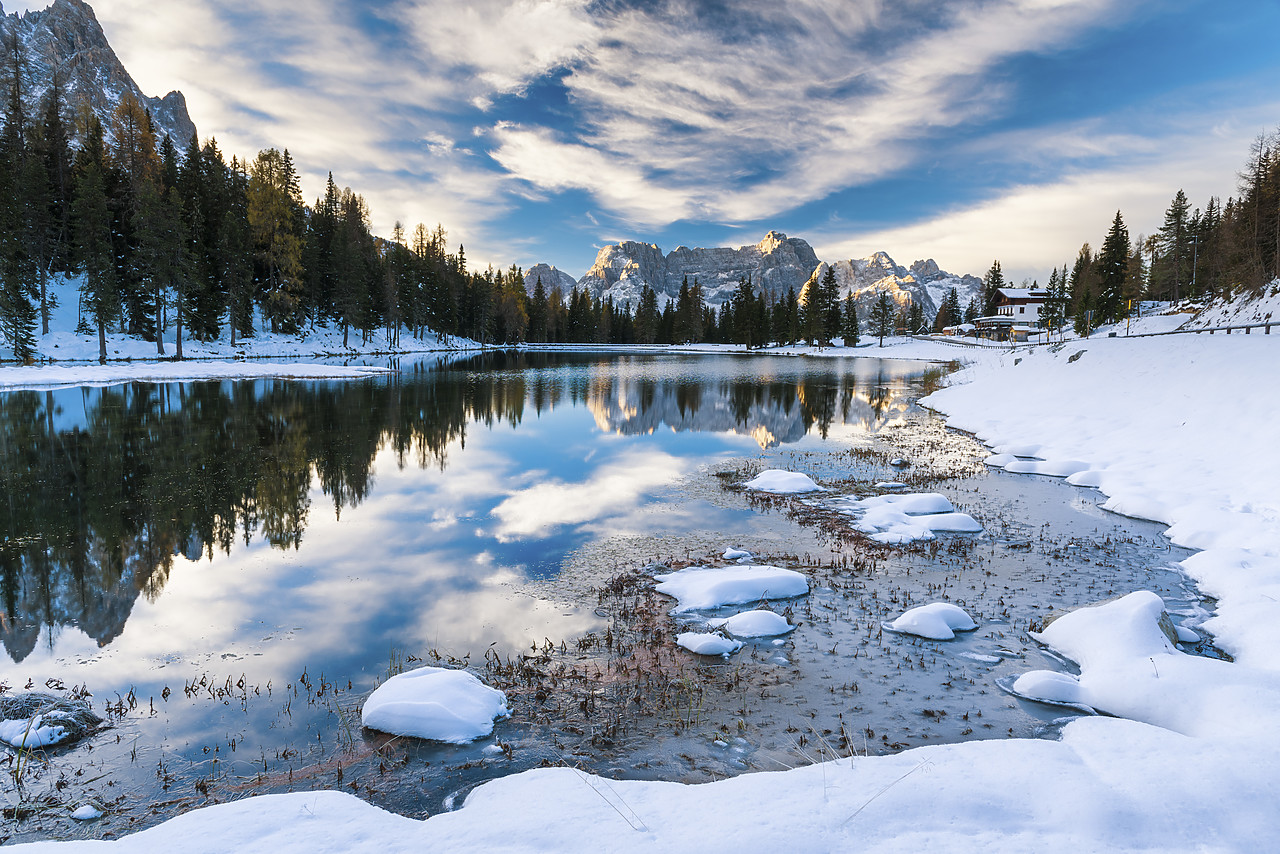 #140387-1 - Lake Antorno in Winter, Dolomites, South Tyrol, Italy