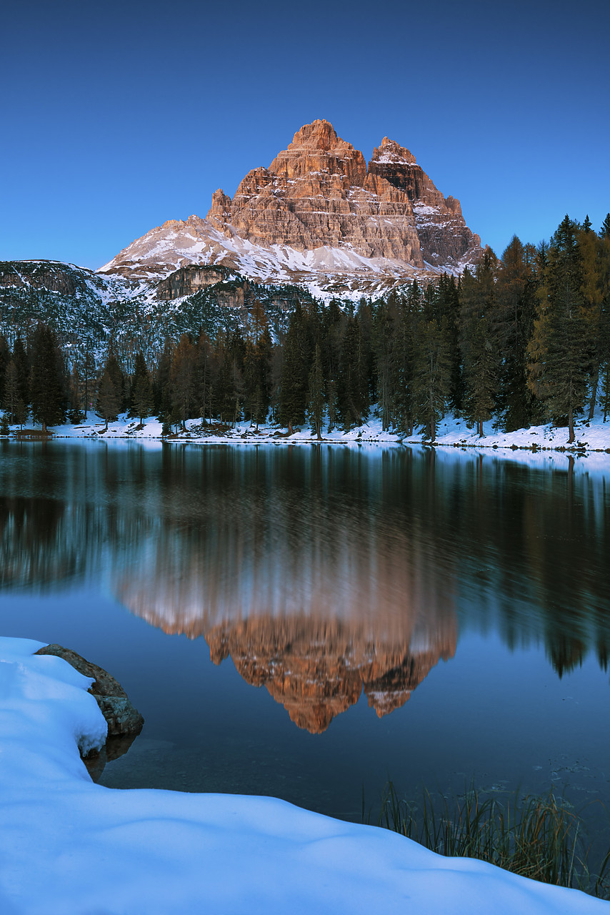 #140388-1 - Tre Cime di Lavaredo Reflecting in Lake Antorno, Dolomites, South Tyrol, Italy