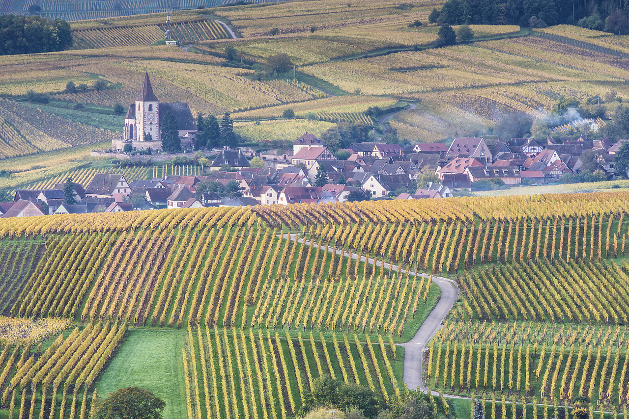 #140407-1 - View over Village of Hunawihr, Alsace, France