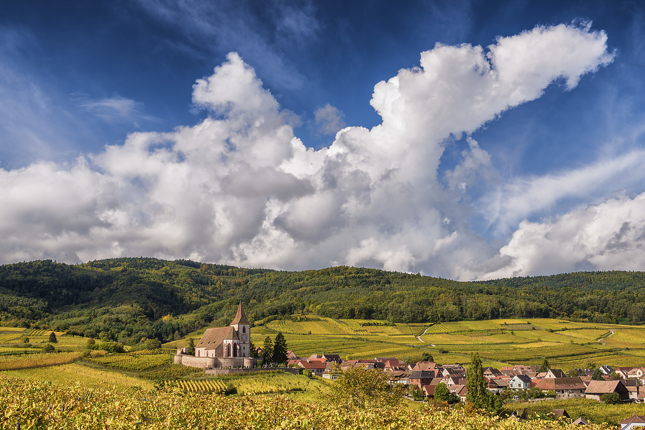 #140408-1 - View over Village of Hunawihr, Alsace, France