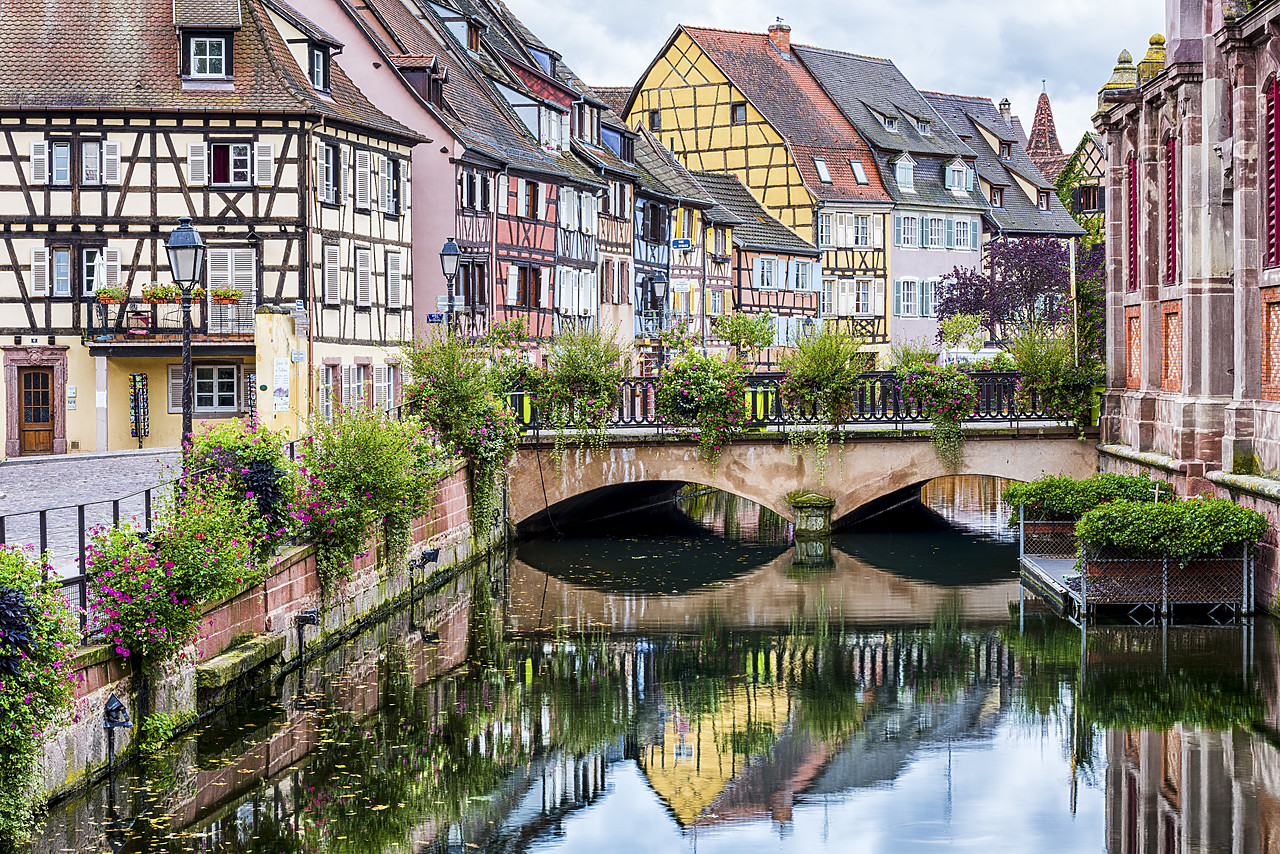 #140428-1 - Timbered Buildings Reflecting in Canal, Colmar, Alsace, France