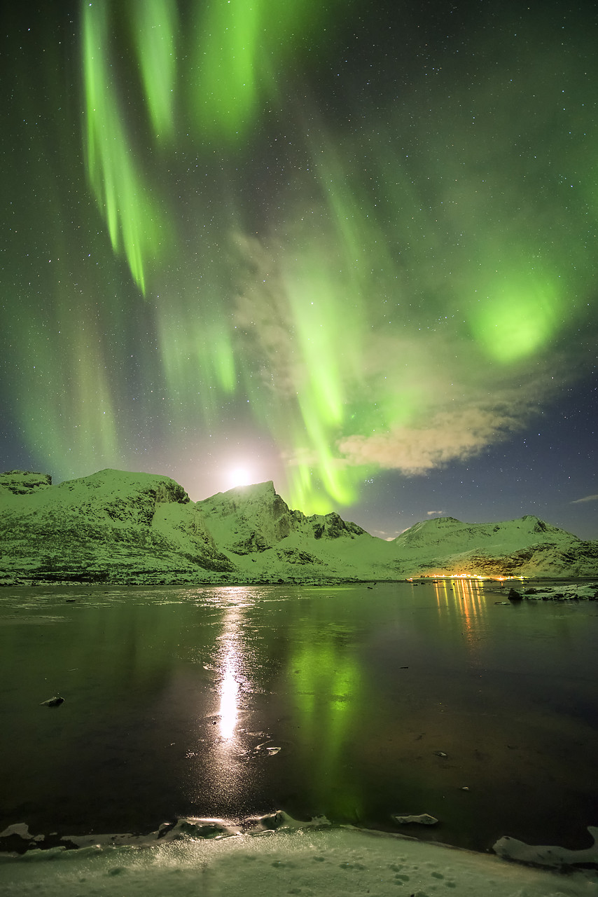 #150163-1 - Aurora Reflecting in Flakstadpollen, Lofoten Islands, Norway